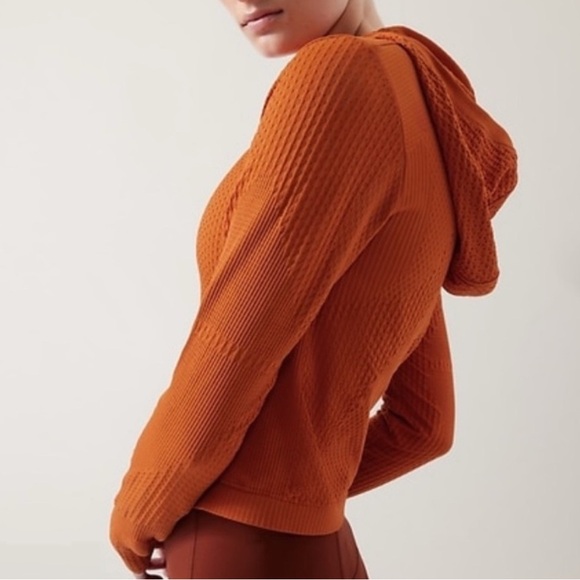 NWOT Athleta Flurry Seamless Cropped Hoodie in Foliage Orange Size S - Picture 2 of 13